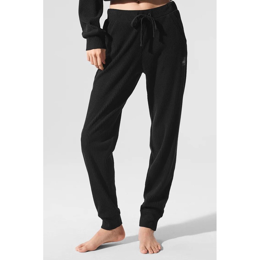 Alo Yoga Muse Ribbed Sweatpants Black Joggers XS W0338R